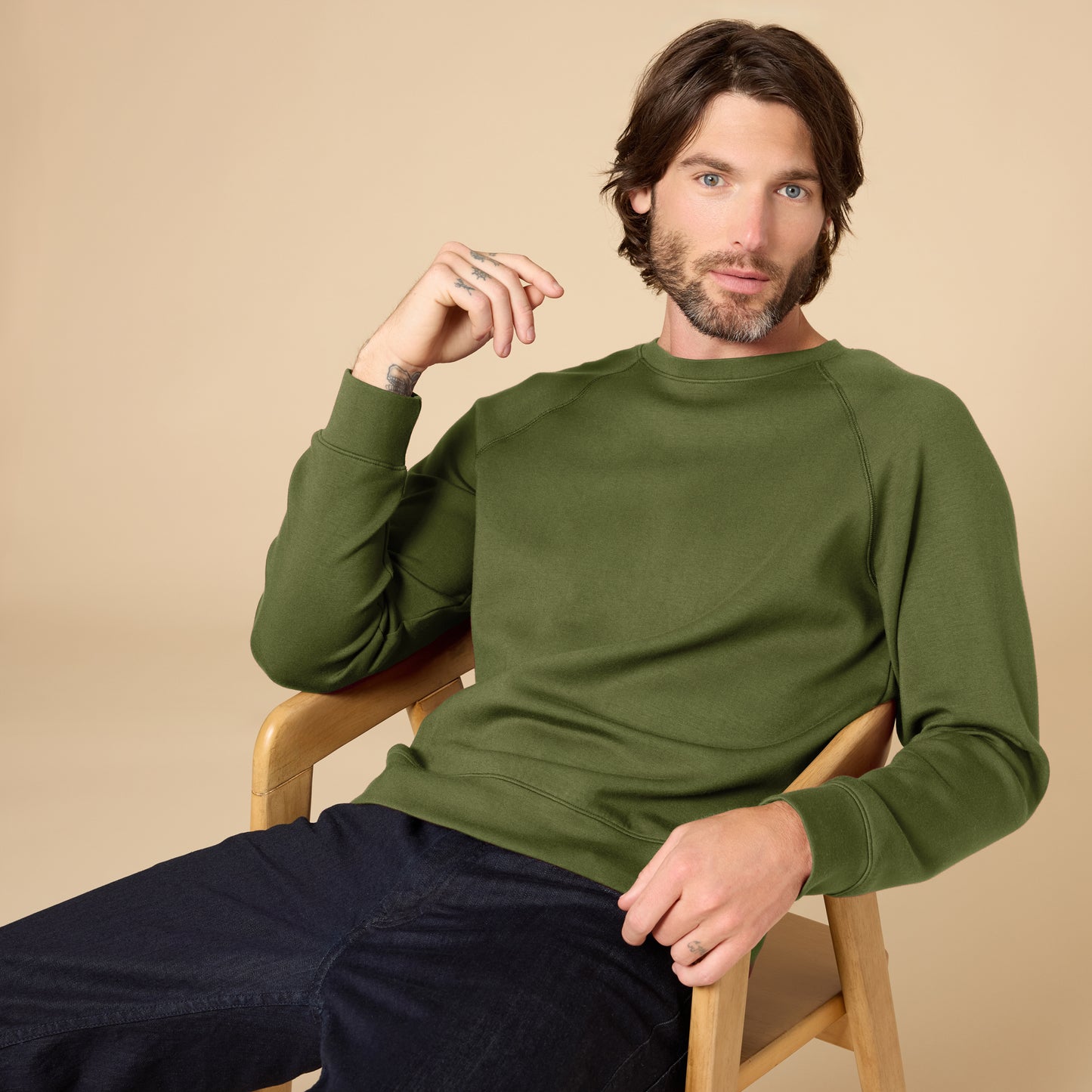 Take 10 Men's DreamTech Raglan Crew Neck in Olive