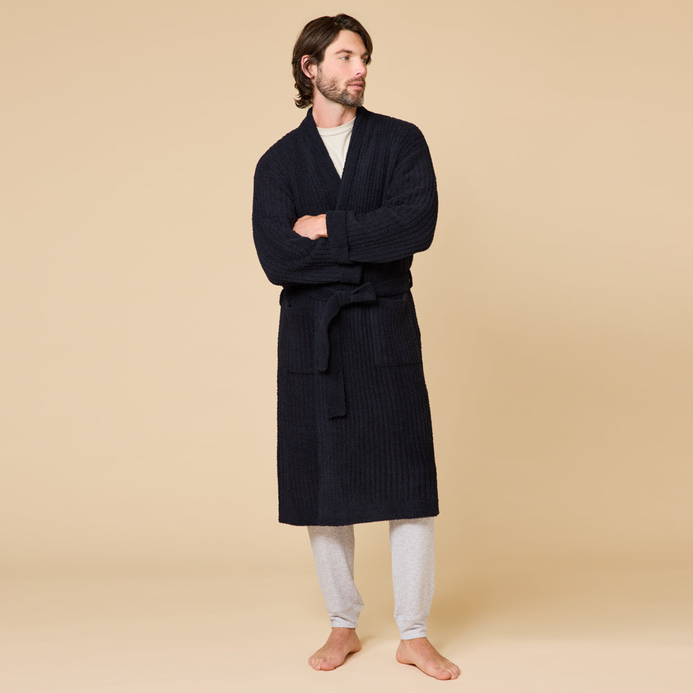 Take 10 Men's Ribbed Marshmallow Robe Black