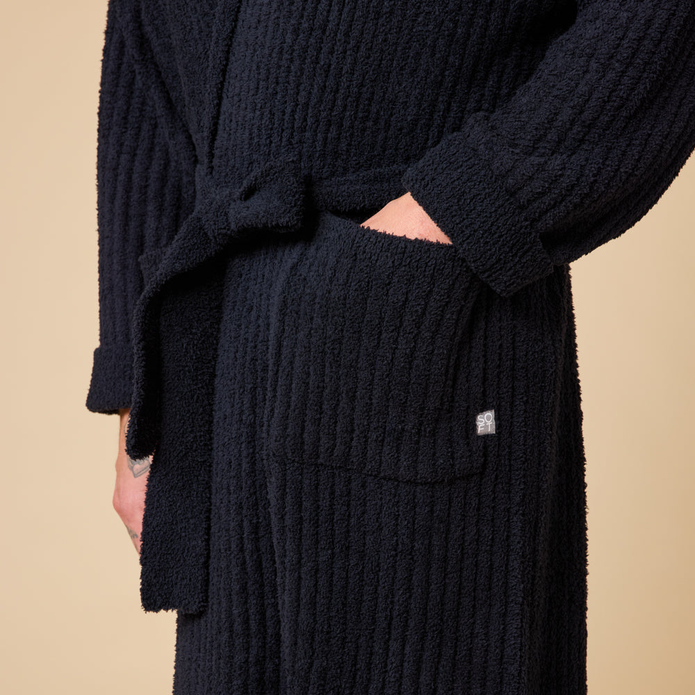 Take 10 Men's Ribbed Marshmallow Robe Black
