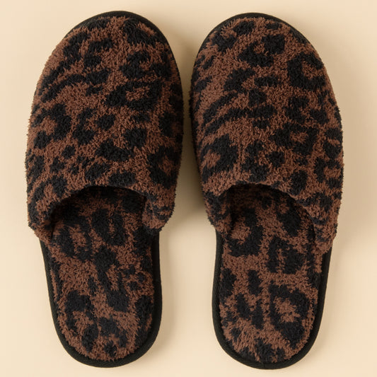 Marshmallow Leopard Slippers in Wild Espresso