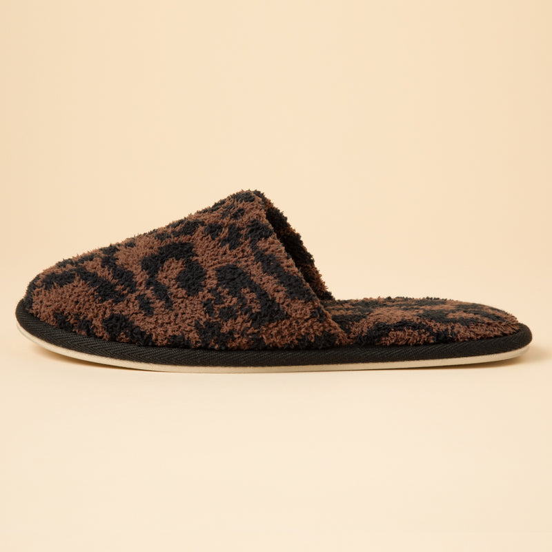 Marshmallow Leopard Slippers in Wild Espresso