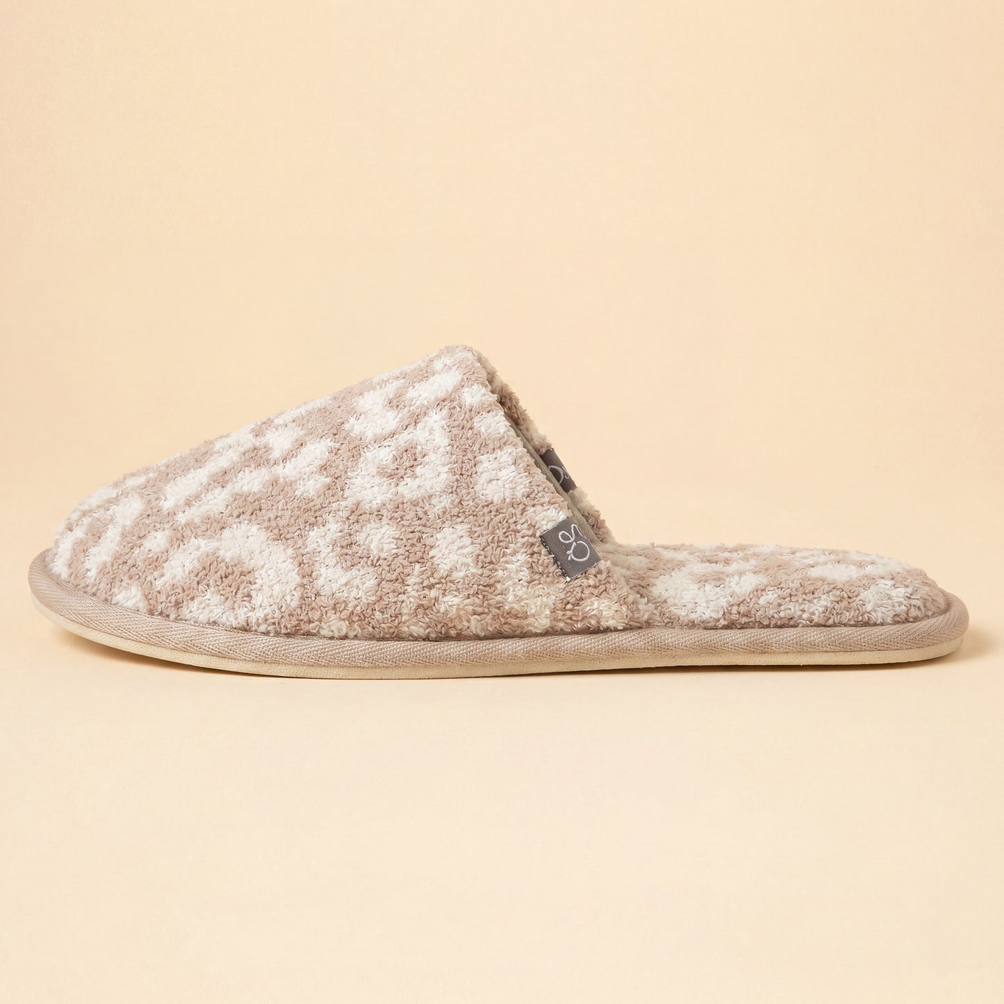 Marshmallow Leopard Slippers in Wild Almond