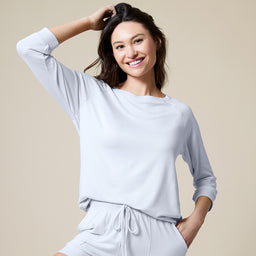 Dream 3/4 Sleeve Boat Neck Top and Short Set Dream 3/4 Sleeve Boat Neck Top and Short Set in Heather Grey