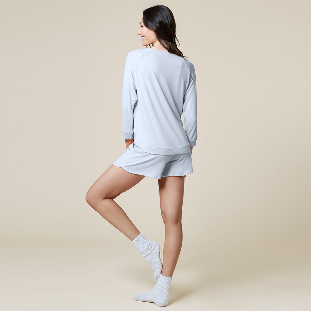 Dream 3/4 Sleeve Boat Neck Top and Short Set Dream 3/4 Sleeve Boat Neck Top and Short Set in Heather Grey