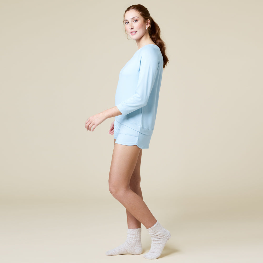 Dream 3/4 Sleeve Boat Neck Top and Short Set Surf
