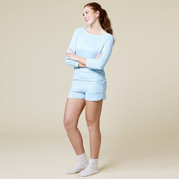 Dream 3/4 Sleeve Boat Neck Top and Short Set Dream 3/4 Sleeve Boat Neck Top and Short Set in Surf