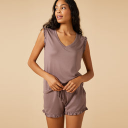 Dream Ruffle Top and Short Set Dream Ruffle Top and Short Set in Driftwood