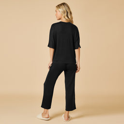 Dream Relaxed V-neck with Capri Lounge Set Black