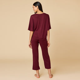 Dream Relaxed V-neck with Capri Lounge Set Dream Relaxed V-neck with Capri Lounge Set in Cherry Cola