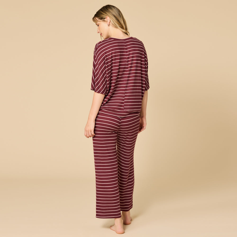 Dream Relaxed V-neck with Capri Lounge Set Dream Relaxed V-neck with Capri Lounge Set in Cherry Cola Stripe