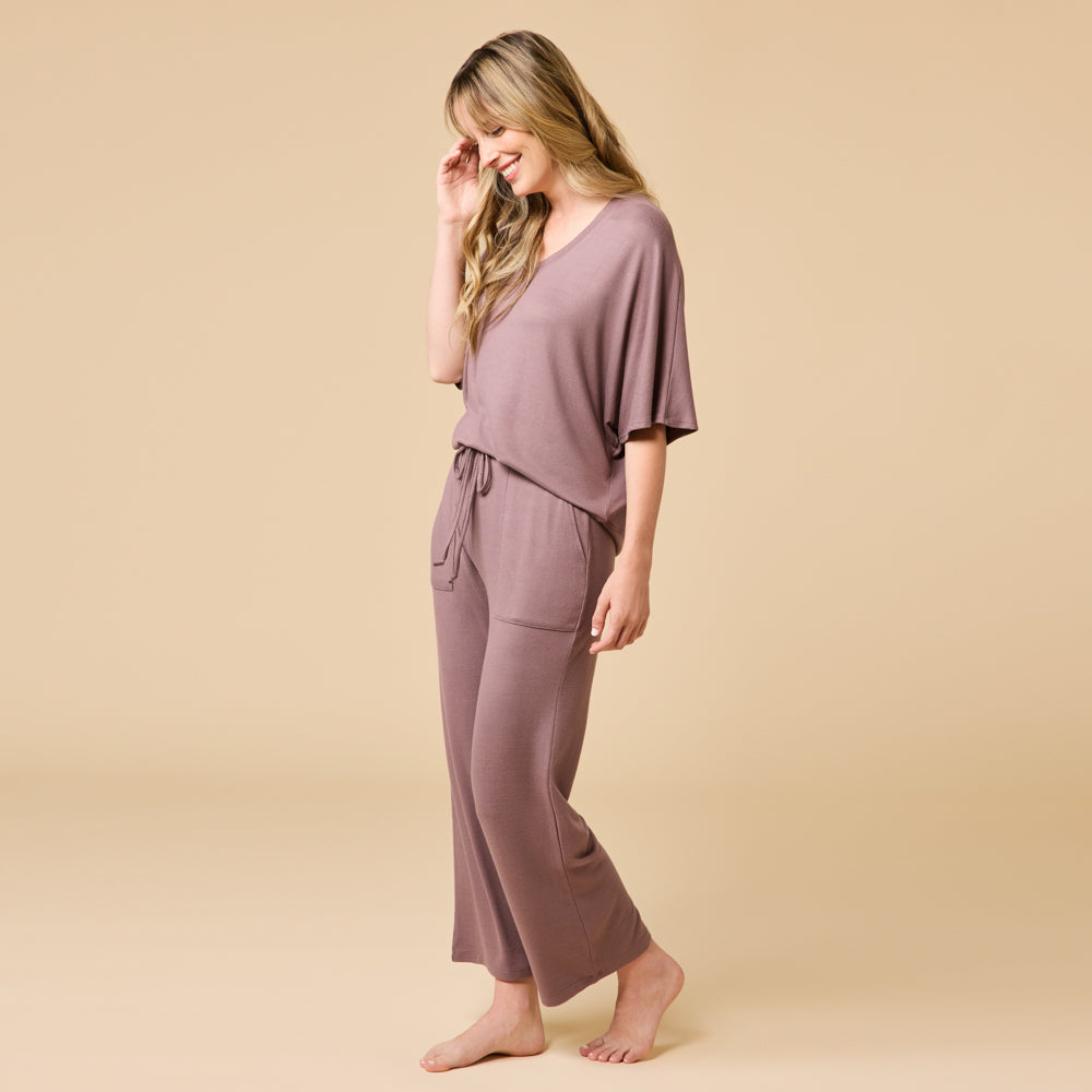 Dream Relaxed V-neck with Capri Lounge Set Driftwood