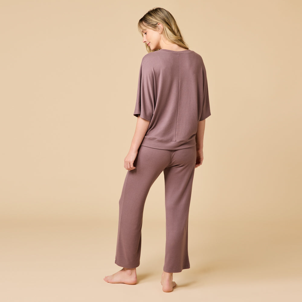 Dream Relaxed V-neck with Capri Lounge Set Driftwood