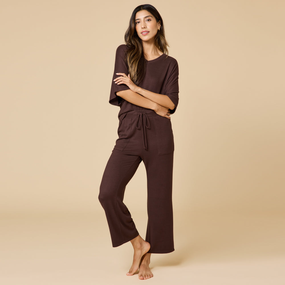 Dream Relaxed V-neck with Capri Lounge Set Espresso