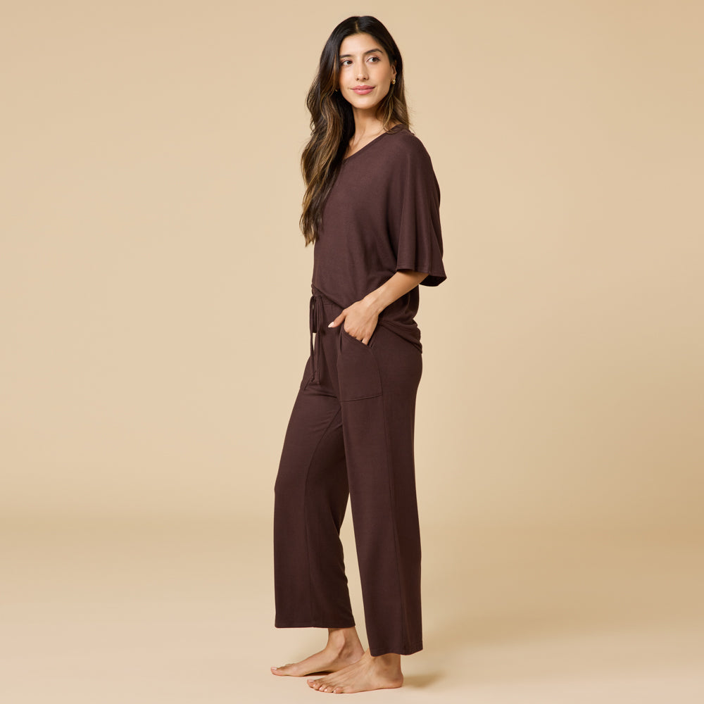 Dream Relaxed V-neck with Capri Lounge Set Espresso