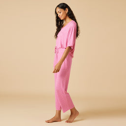 Dream Relaxed V-neck with Capri Lounge Set Dream Relaxed V-neck with Capri Lounge Set in Fuchsia Stripe