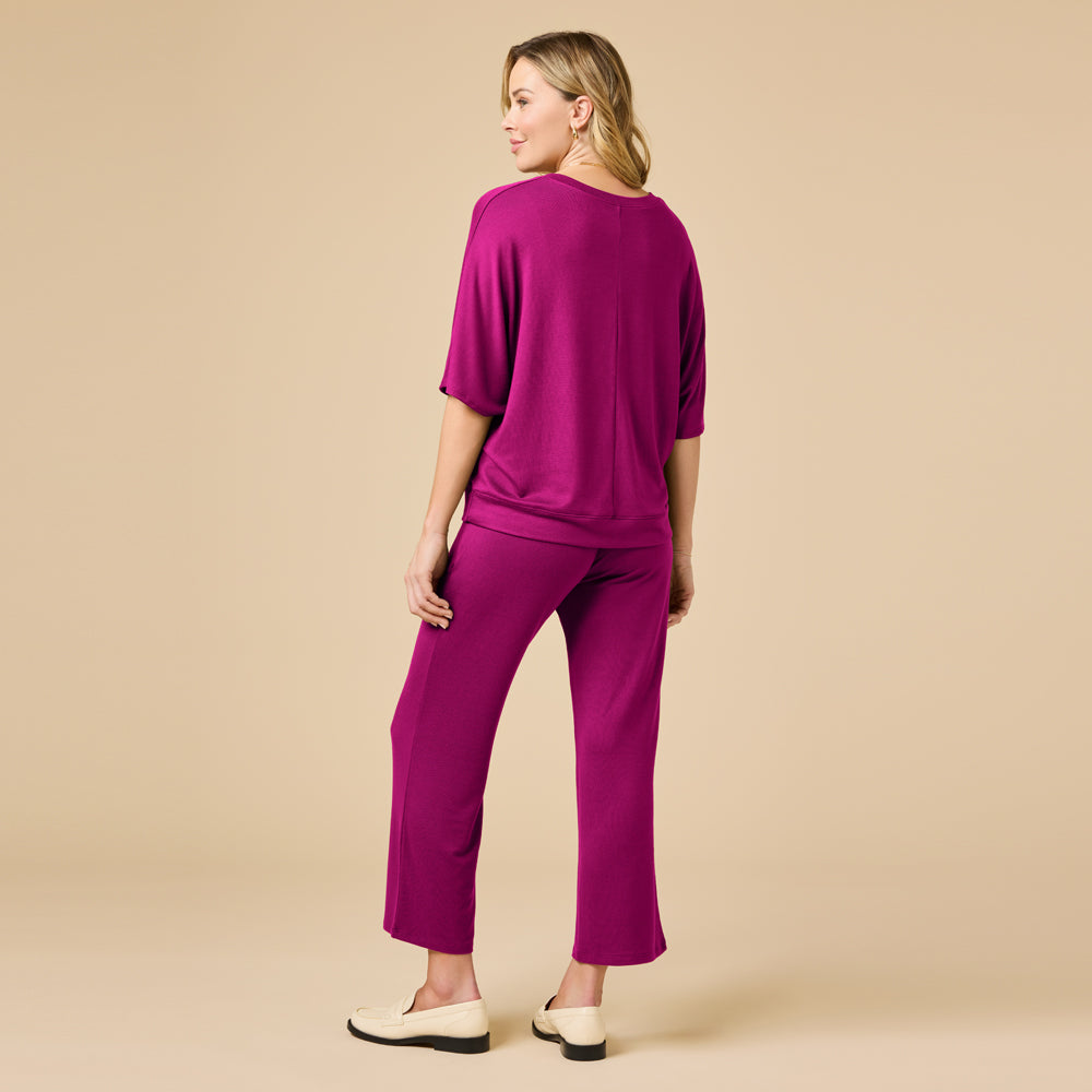 Dream Relaxed V-neck with Capri Lounge Set Dream Relaxed V-neck with Capri Lounge Set in Magenta