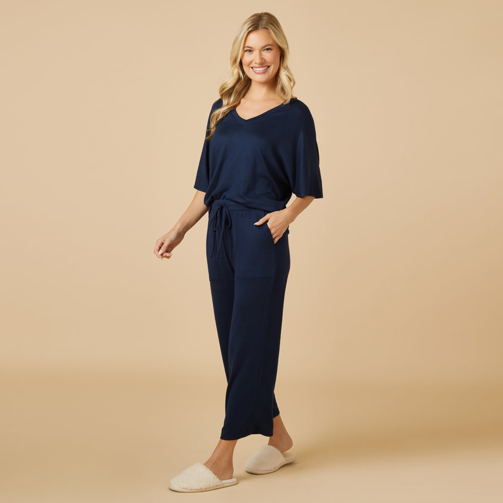 Dream Relaxed V-neck with Capri Lounge Set Dream Relaxed V-neck with Capri Lounge Set in Midnight