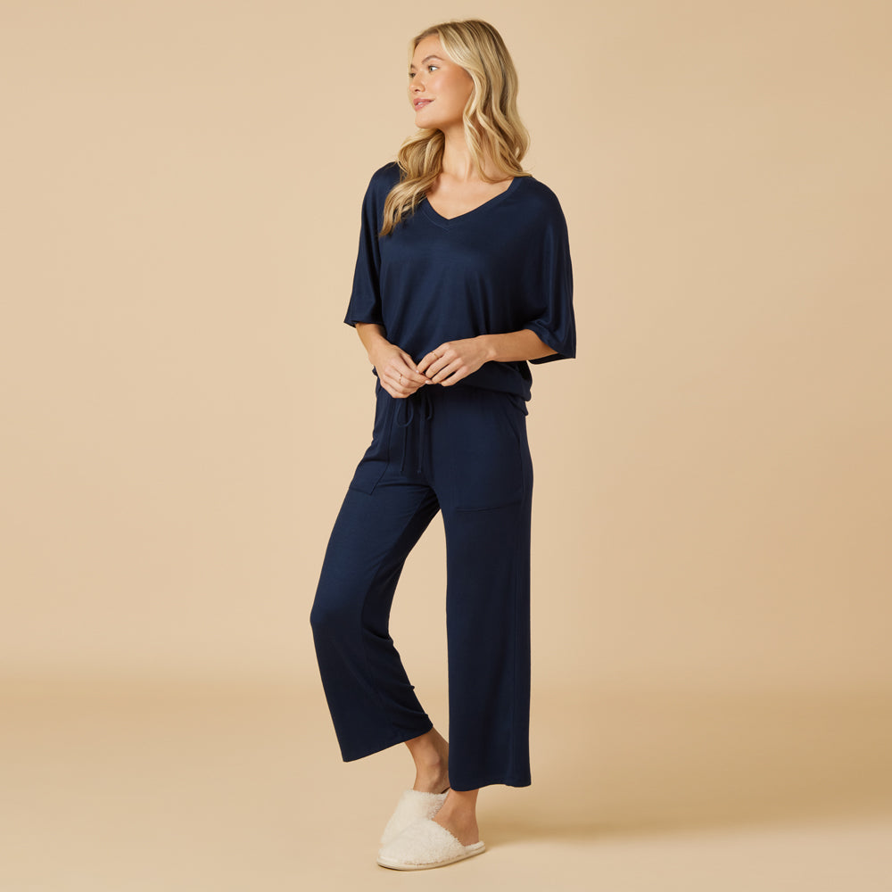 Dream Relaxed V-neck with Capri Lounge Set Dream Relaxed V-neck with Capri Lounge Set in Midnight