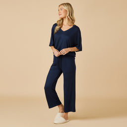 Dream Relaxed V-neck with Capri Lounge Set Dream Relaxed V-neck with Capri Lounge Set in Midnight