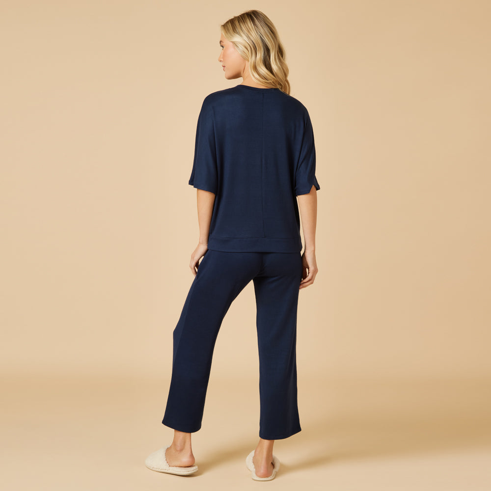 Dream Relaxed V-neck with Capri Lounge Set in Midnight