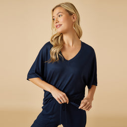 Dream Relaxed V-neck with Capri Lounge Set Dream Relaxed V-neck with Capri Lounge Set in Midnight