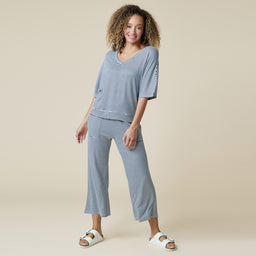Dream Relaxed V-neck with Capri Lounge Set Dream Relaxed V-neck with Capri Lounge Set in Midnight Stripe