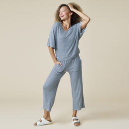 Dream Relaxed V-neck with Capri Lounge Set Dream Relaxed V-neck with Capri Lounge Set in Midnight Stripe