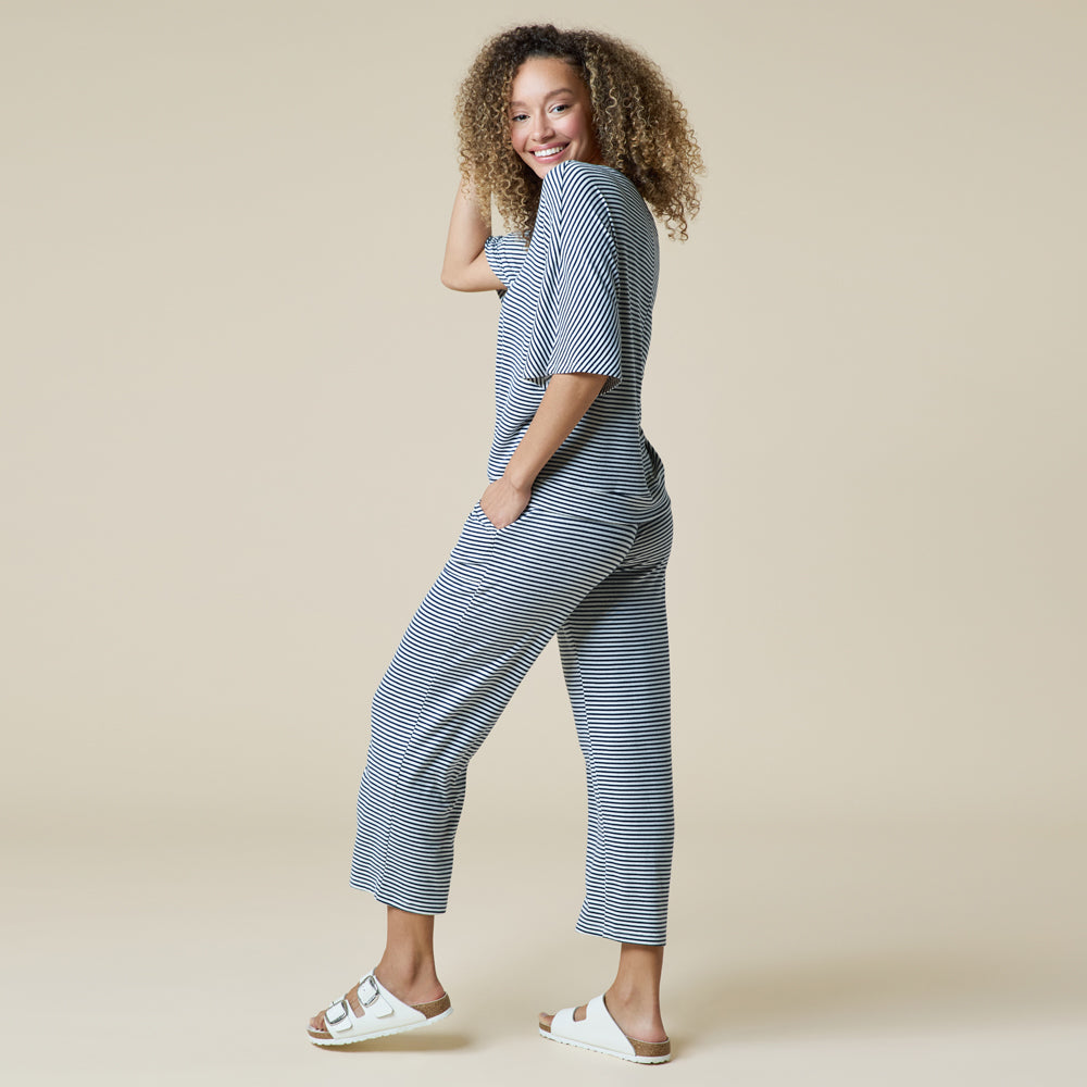 Dream Relaxed V-neck with Capri Lounge Set Dream Relaxed V-neck with Capri Lounge Set in Midnight Stripe