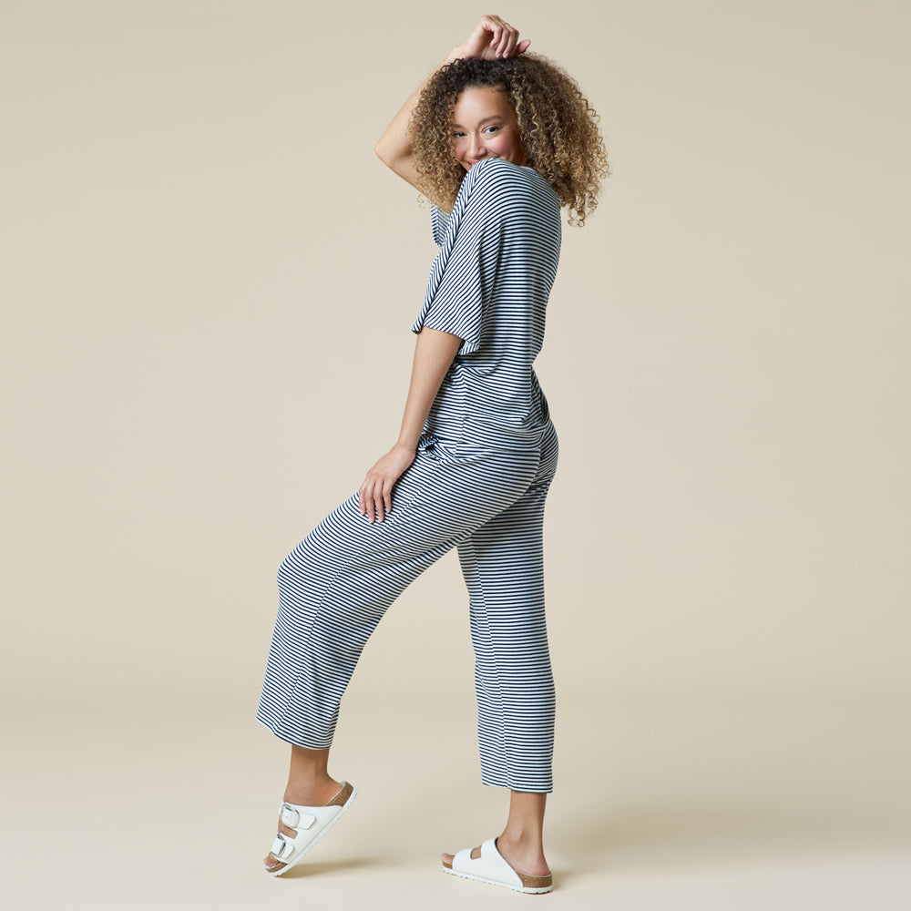 Dream Relaxed V-neck with Capri Lounge Set Dream Relaxed V-neck with Capri Lounge Set in Midnight Stripe