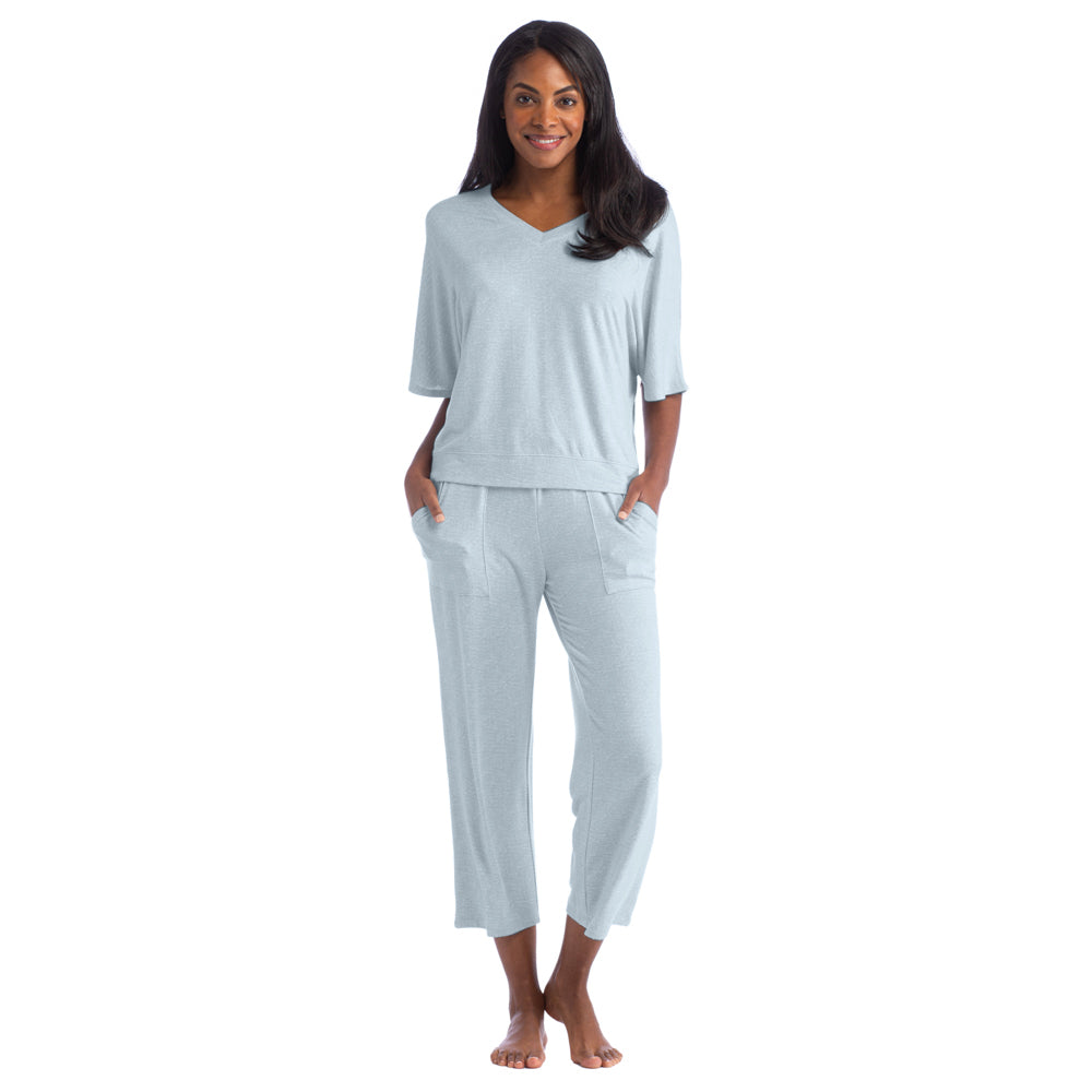 Dream Relaxed V-neck with Capri Lounge Set Surf