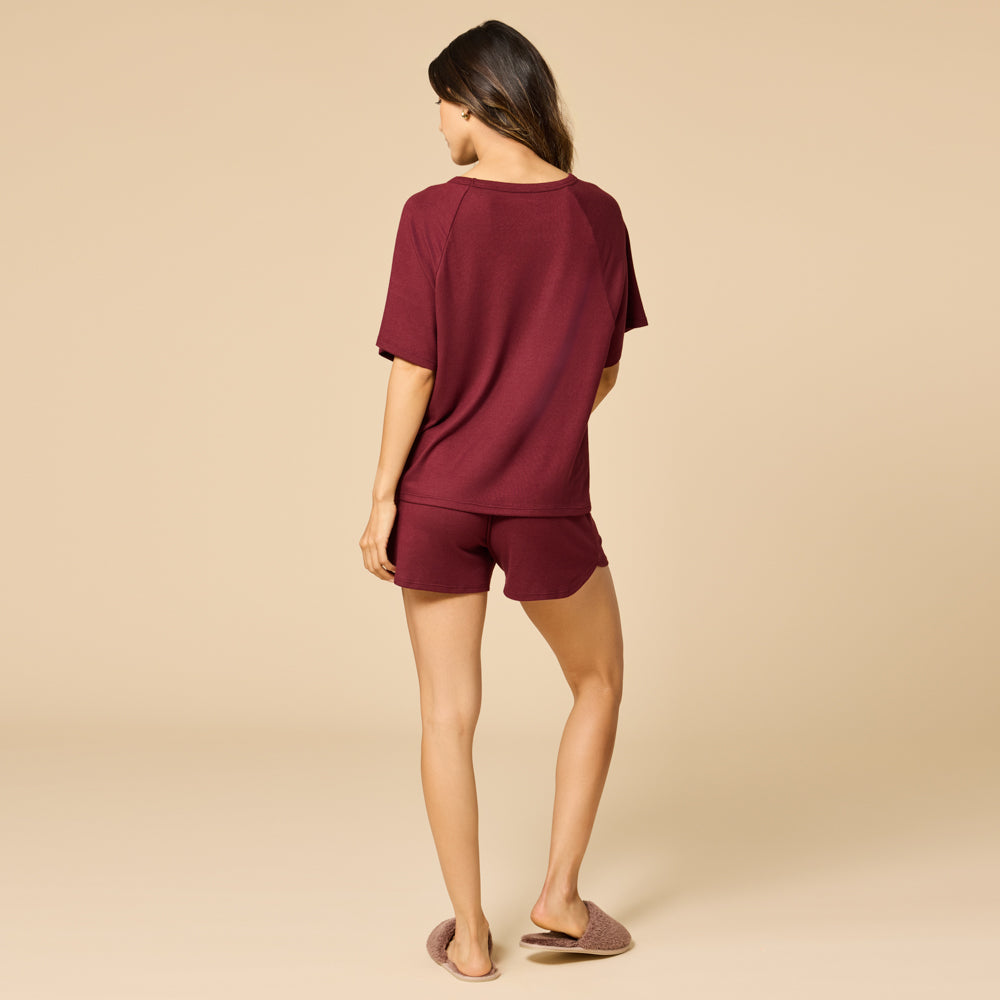 Dream Slouchy Tee Top with Shorts Lounge Set Cherry Cola