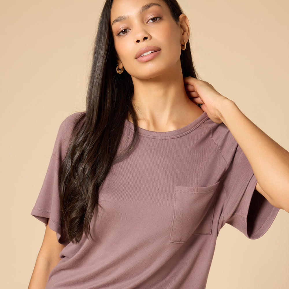 Dream Slouchy Tee Top with Shorts Lounge Set Driftwood