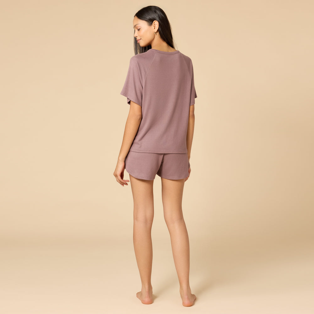 Dream Slouchy Tee Top with Shorts Lounge Set Driftwood