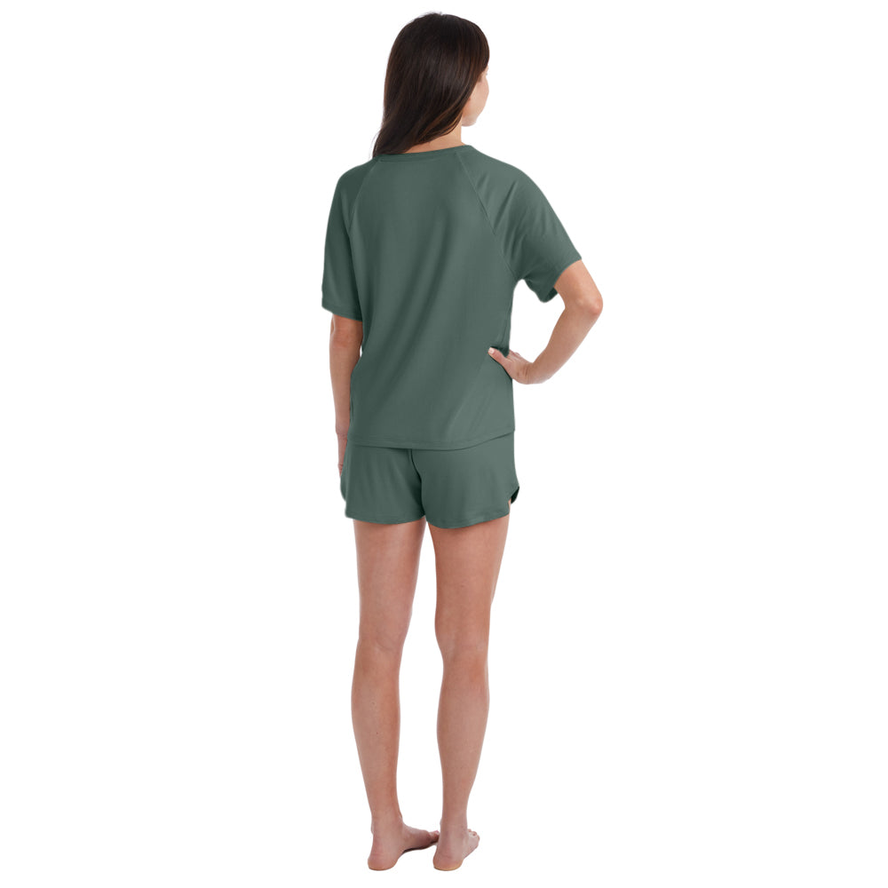 Dream Slouchy Tee Top with Shorts Lounge Set Dusty Green