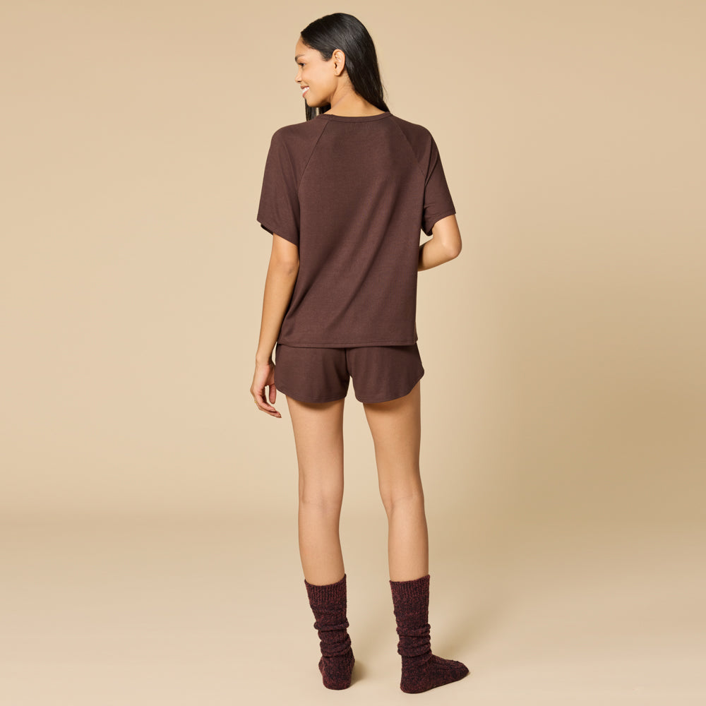 Dream Slouchy Tee Top with Shorts Lounge Set Espresso