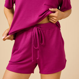 Dream Slouchy Tee Top with Shorts Lounge Set Dream Slouchy Tee Top with Shorts Lounge Set in Magenta