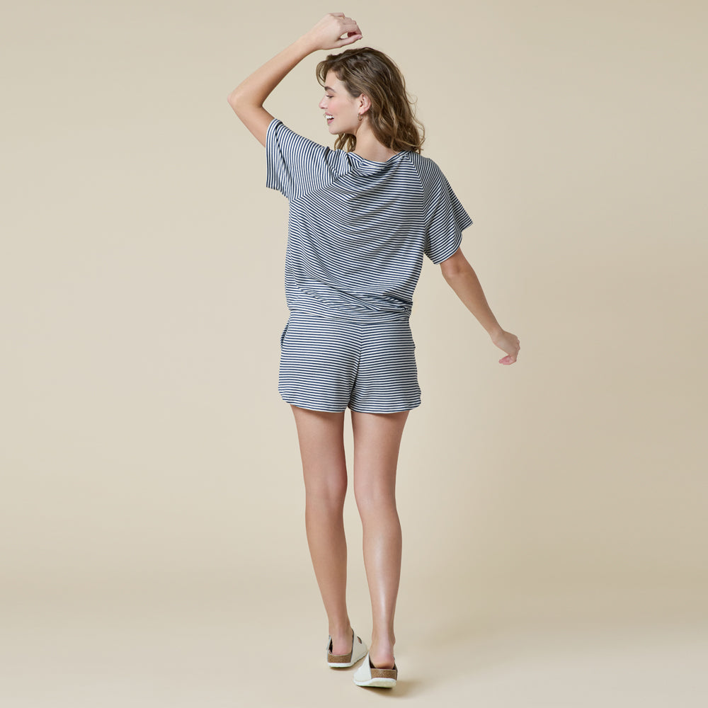 Dream Slouchy Tee Top with Shorts Lounge Set Dream Slouchy Tee Top with Shorts Lounge Set in Midnight Stripe