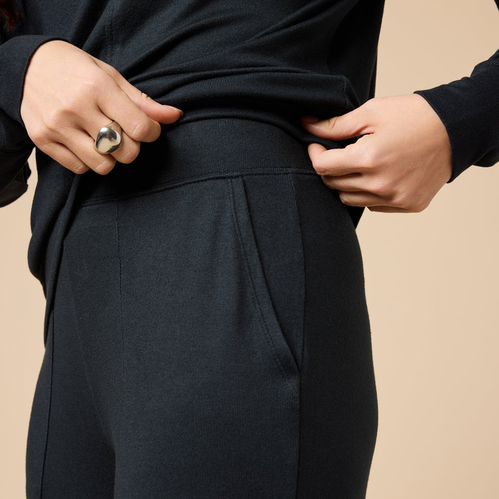 Dream Jersey Cowl Neck Lounge Set in Black