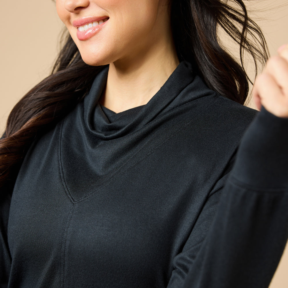Dream Jersey Cowl Neck Lounge Set Dream Jersey Cowl Neck Lounge Set in Black