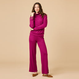 Dream Jersey Cowl Neck Lounge Set Dream Jersey Cowl Neck Lounge Set in Magenta