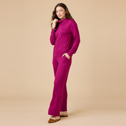 Dream Jersey Cowl Neck Lounge Set Dream Jersey Cowl Neck Lounge Set in Magenta