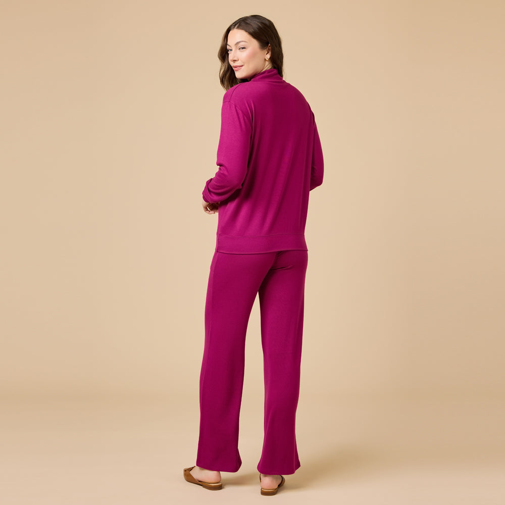 Dream Jersey Cowl Neck Lounge Set Dream Jersey Cowl Neck Lounge Set in Magenta