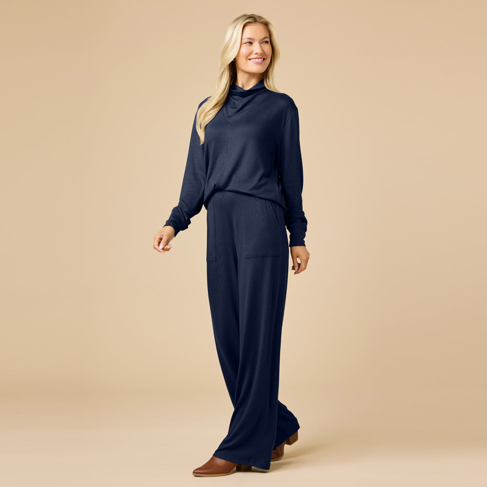 Dream Jersey Cowl Neck Lounge Set Dream Jersey Cowl Neck Lounge Set in Midnight