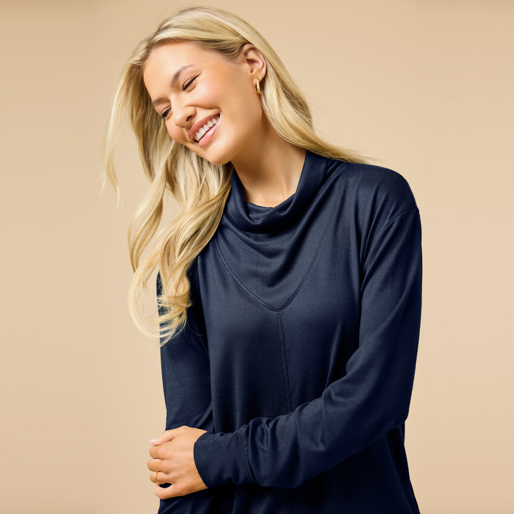 Dream Jersey Cowl Neck Lounge Set Dream Jersey Cowl Neck Lounge Set in Midnight
