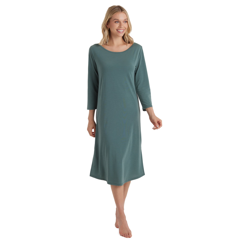 Charlie - 42" 3/4 Sleeve Boatneck Nightgown Dusty Green