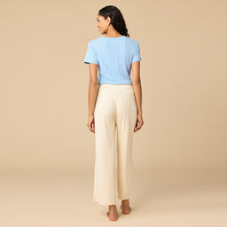 Pointelle Cropped Pant with Lettuce Edge Pointelle Cropped Pant with Lettuce Edge in Warm Sand