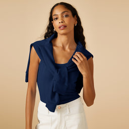 Pointelle Tank with Shelf Bra Pointelle Tank with Shelf Bra in Midnight