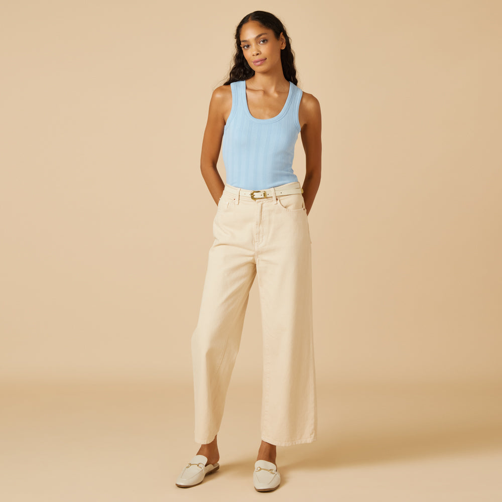 Pointelle Tank with Shelf Bra Pointelle Tank with Shelf Bra in Sky Blue