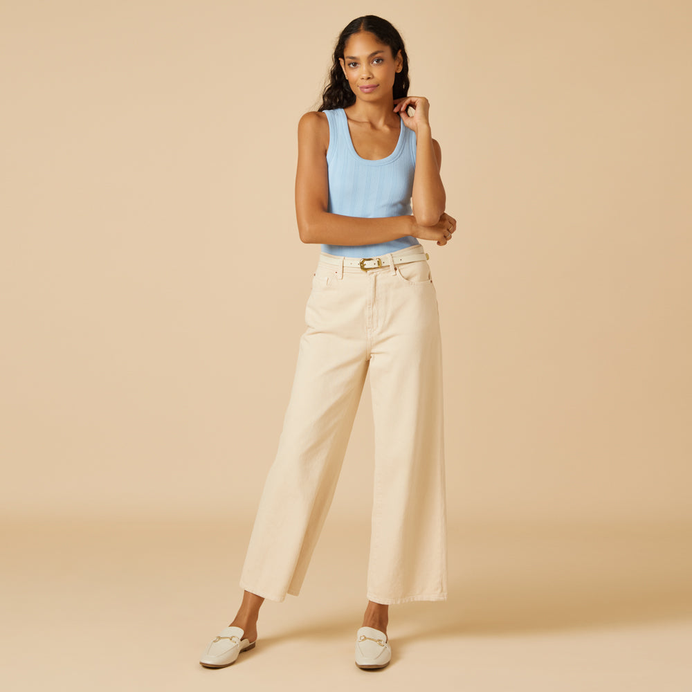 Pointelle Tank with Shelf Bra Pointelle Tank with Shelf Bra in Sky Blue