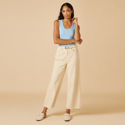 Pointelle Tank with Shelf Bra Pointelle Tank with Shelf Bra in Sky Blue